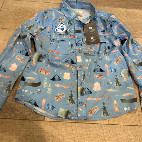 OCEAN & COAST BOYS OUTDOOR PRINT LONG SLEEVE FISHING SHIRT NEW SIZE 6 - Picture 2 of 8